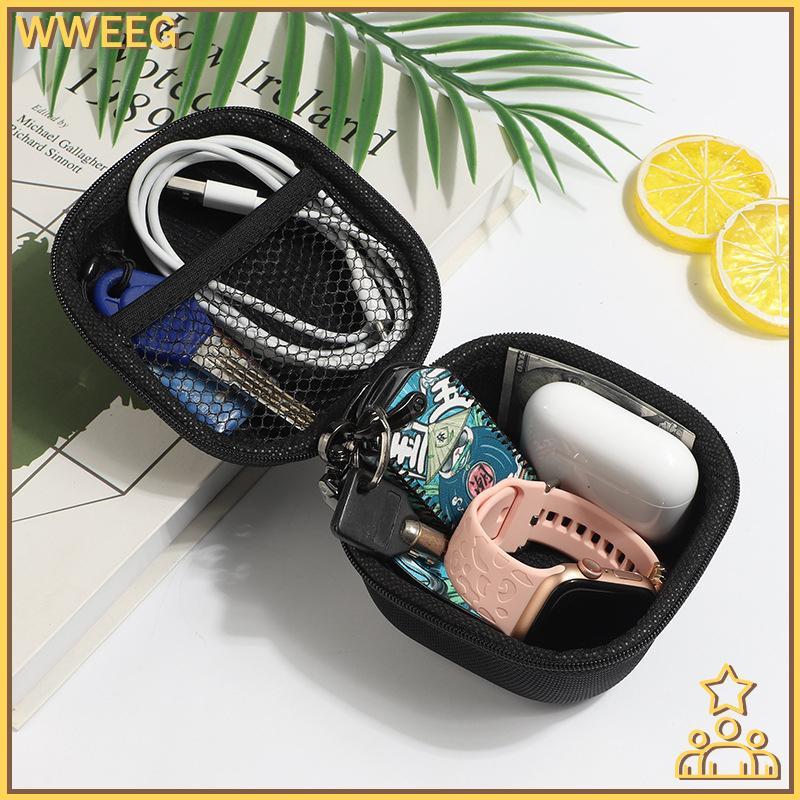 enjoygood188 Portátil Mini 3C Casca Dura Gadgets Digitais Saco De Armazenamento Couro Artificial Fone De Ouvido Carregad