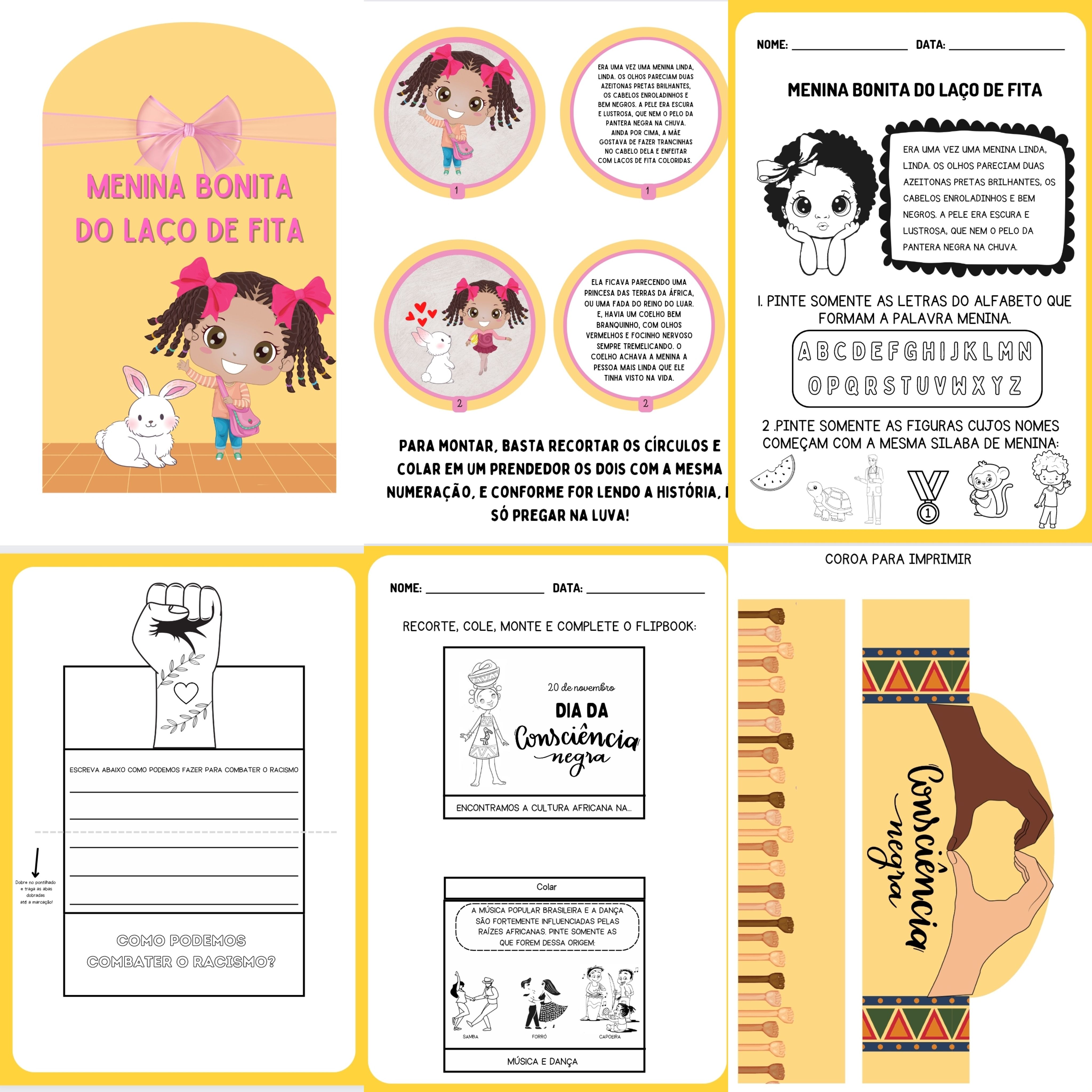 Kit - Luva de história - Menina Bonita do laço de fita