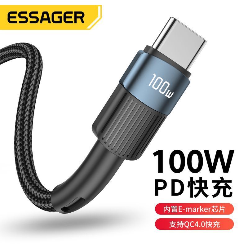 ESSAGER Novo Estilo PD100W Cabo de Carregamento Rápido 5A Cabo de Dados de Carregamento Super Rápido Adequado para Celul