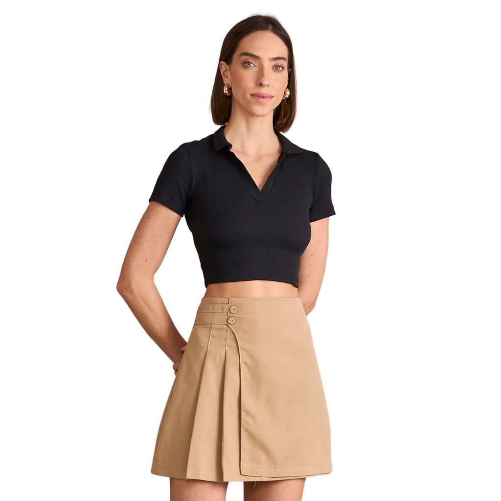 Blusa Cropped Lisa gola polo em Ribana KO3501