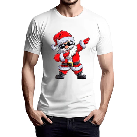 Camiseta Natal Papai Noel na Pose Divertido Feliz Natal Lançamento Camisa Premium
