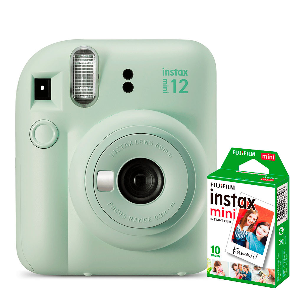 KIT Câmera Fujifilm Instax Mini 12 Verde Menta + Filme de 10 Poses