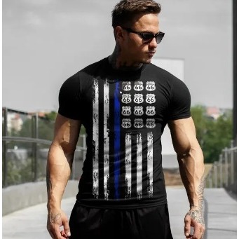 Camiseta Masculina em 3D, americana, plus size, hip-hop, personalidade, 66 projetada, roupas casuais diárias, novo, 2023