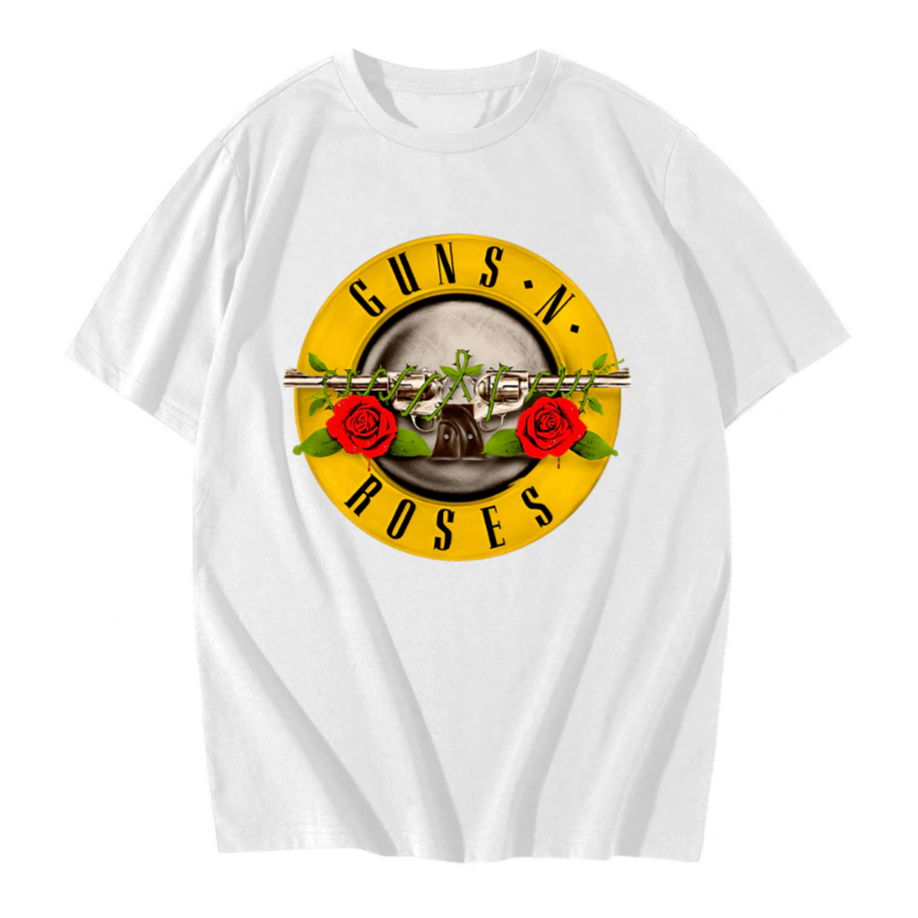Camiseta camisa Guns N Roses Logo Banda de Rock Unissex 100% Algodão, rock com personalidade, rock