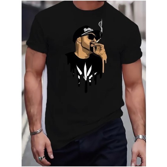 Camiseta Streetwear Hip-Hop Estampa de Personalidade Unissex Algodão