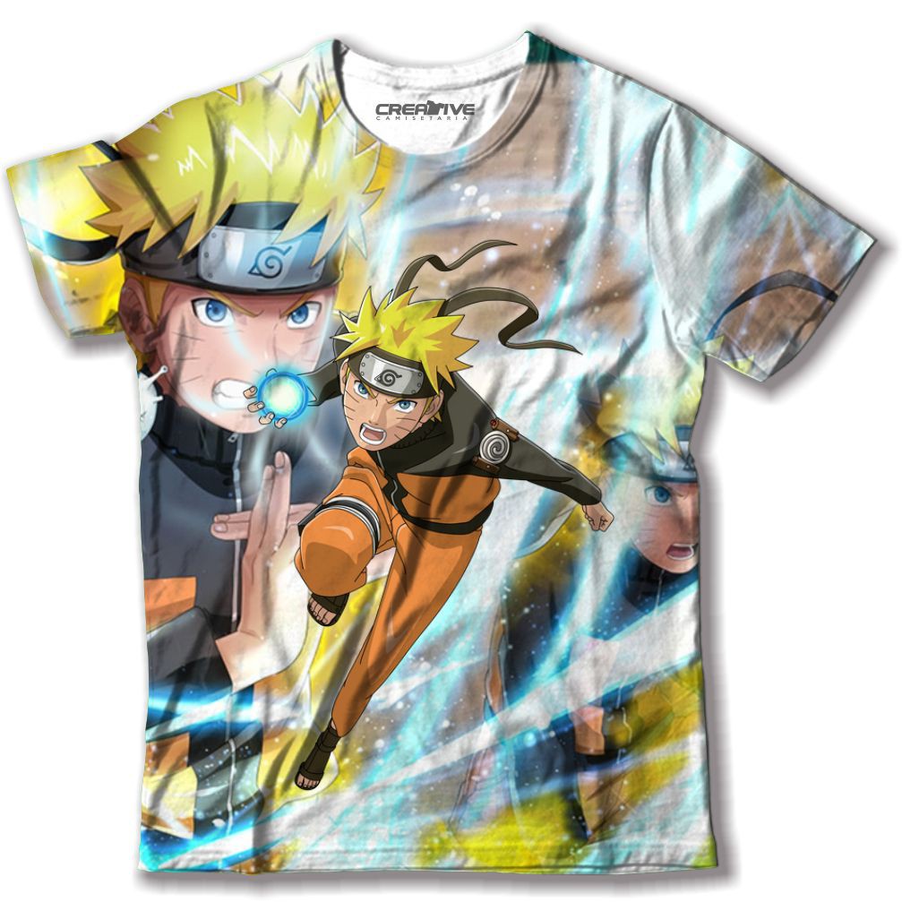 Camisa Camiseta Anime Naruto Shippuden Adulto e Infantil Estampa Full Print Na Frente