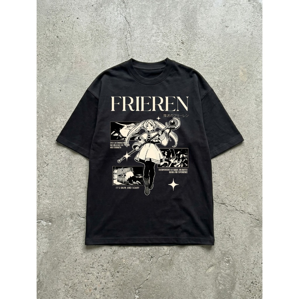 Camiseta Oversized Anime Frieren Manga Estampa Streetwear Full Print