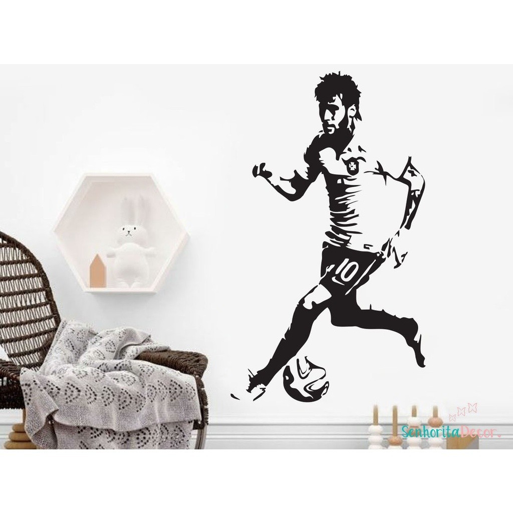 Adesivo De Parede Jogador Futebol Neymar Camisa Campeão Decoração