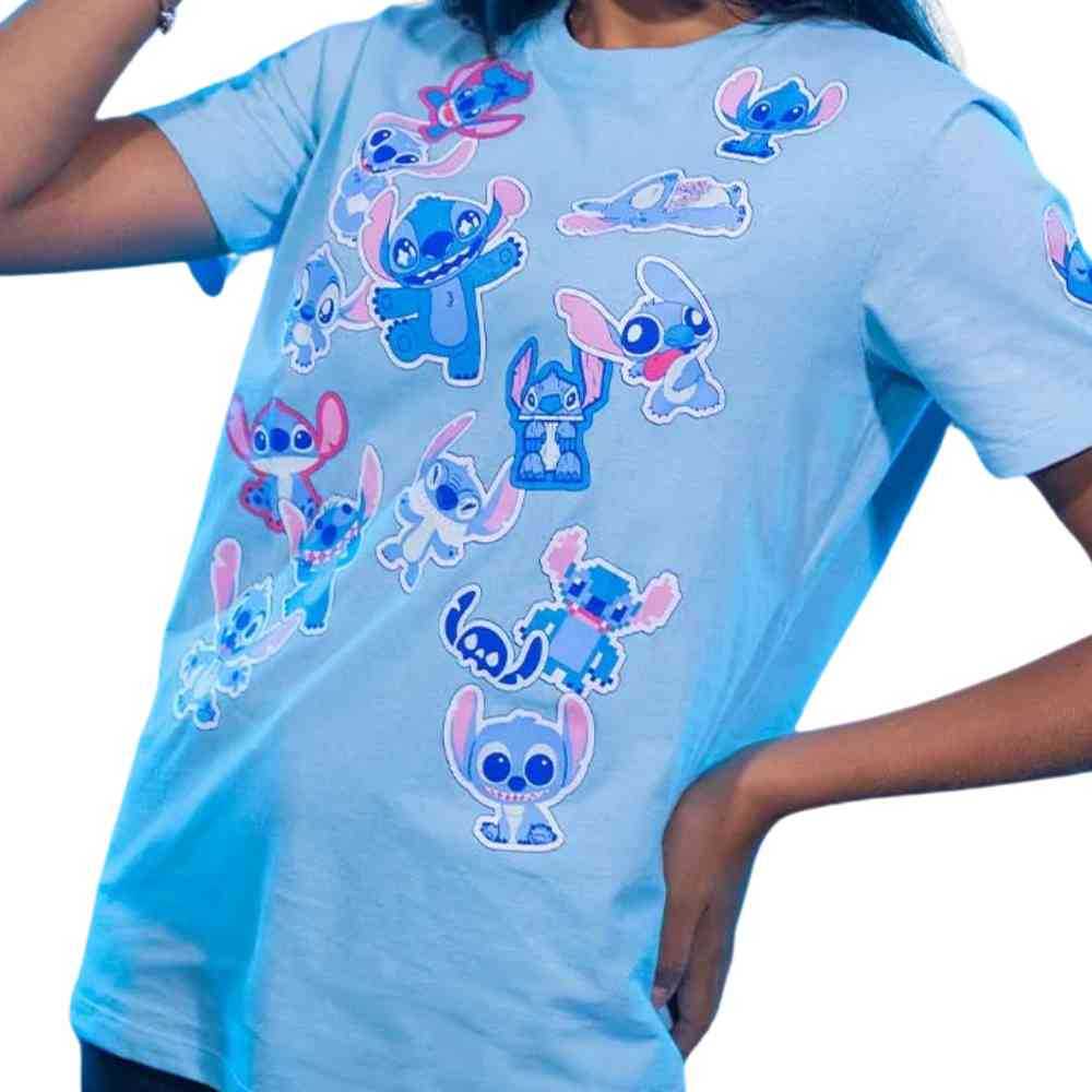 Camiseta  Feminina Nerd Geek Piticas Disney Stitch Stickers