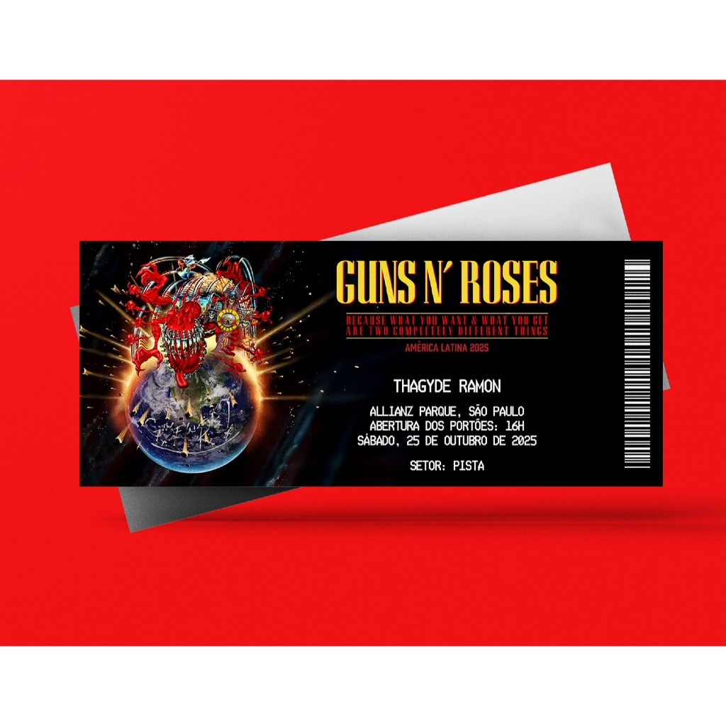Ingresso Holográfico Personalizado Guns 'N Roses - Because What You Want Tour 2025