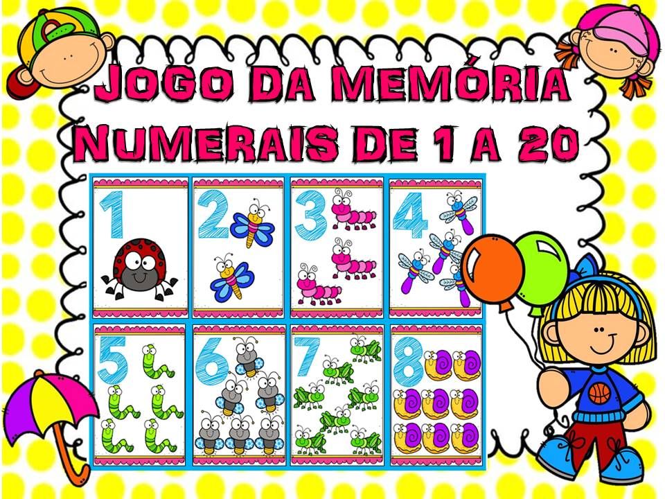 JOGO DA MEMÓRIA NÚMEROS E QUANTIDADES DE 1 A 20