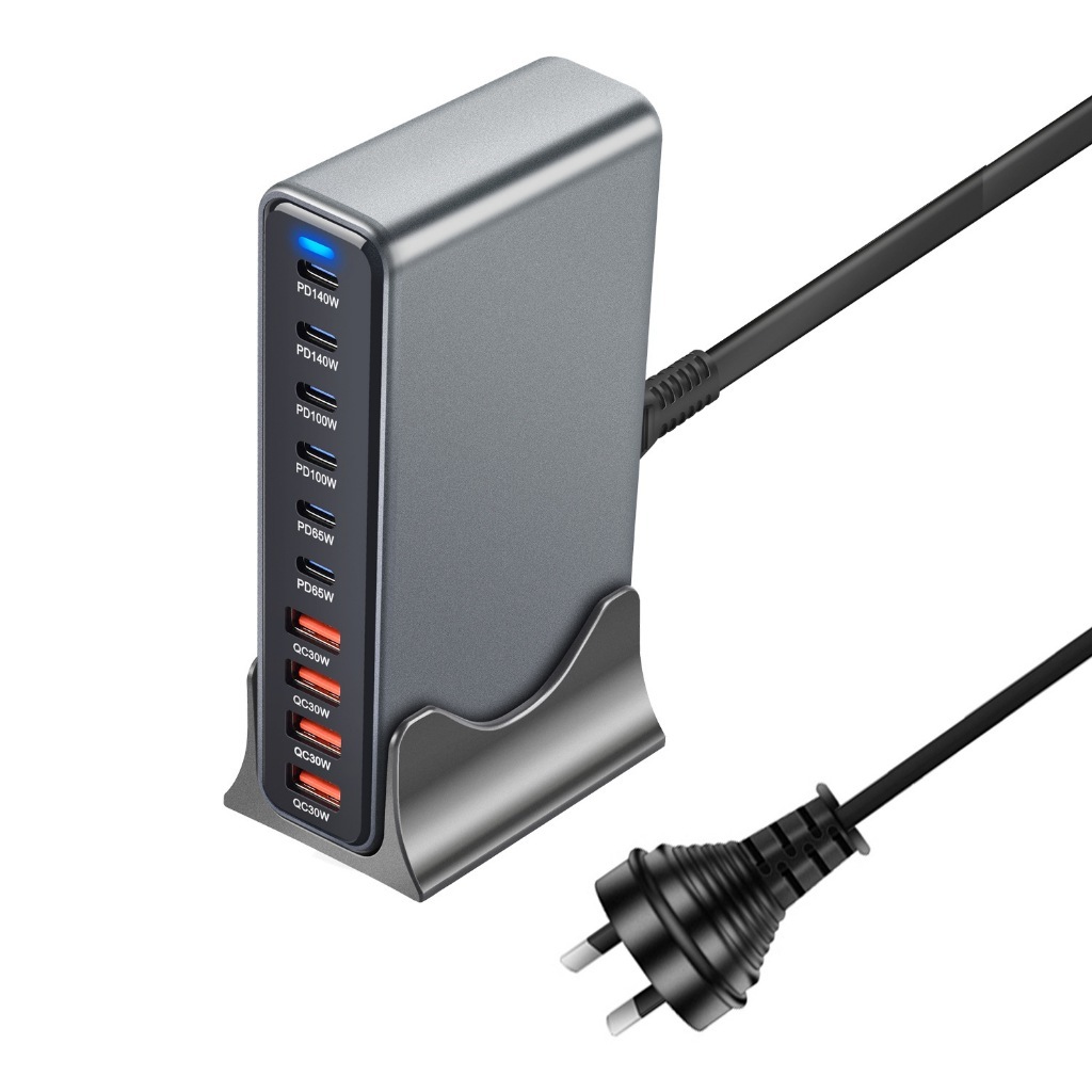 Estação De Carregamento GaN 730W 140W Max 10 Portas De Mesa 6C4A PD3.1 Rápido Para Laptop E Celular