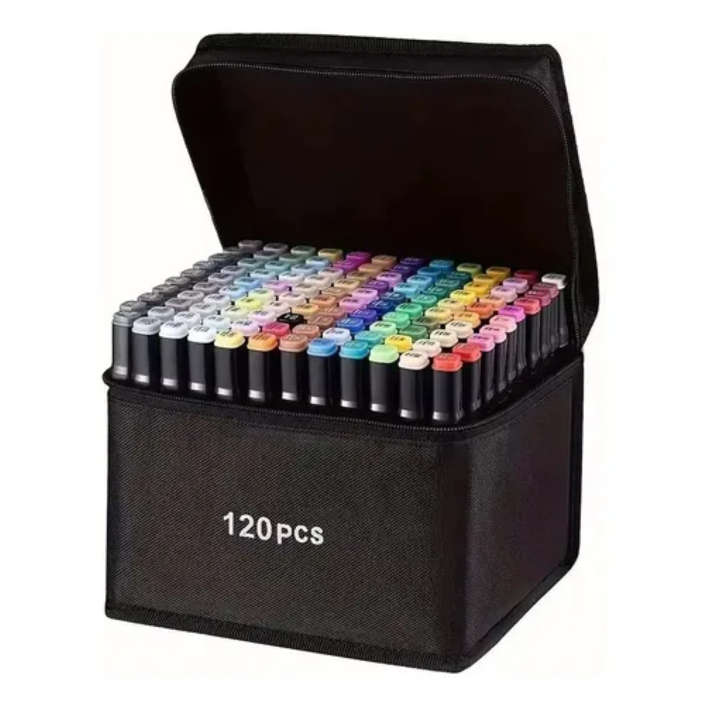 Kit Touch Marcador Canetas Ponta Dupla Estojo 120 Livros de Colorir