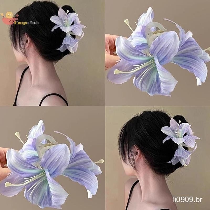 Personalidade Lírio Flor Forma Garra De Cabelo Moda Imitação Grampo Para Mulheres Menina Verão Férias Fada Headwe
