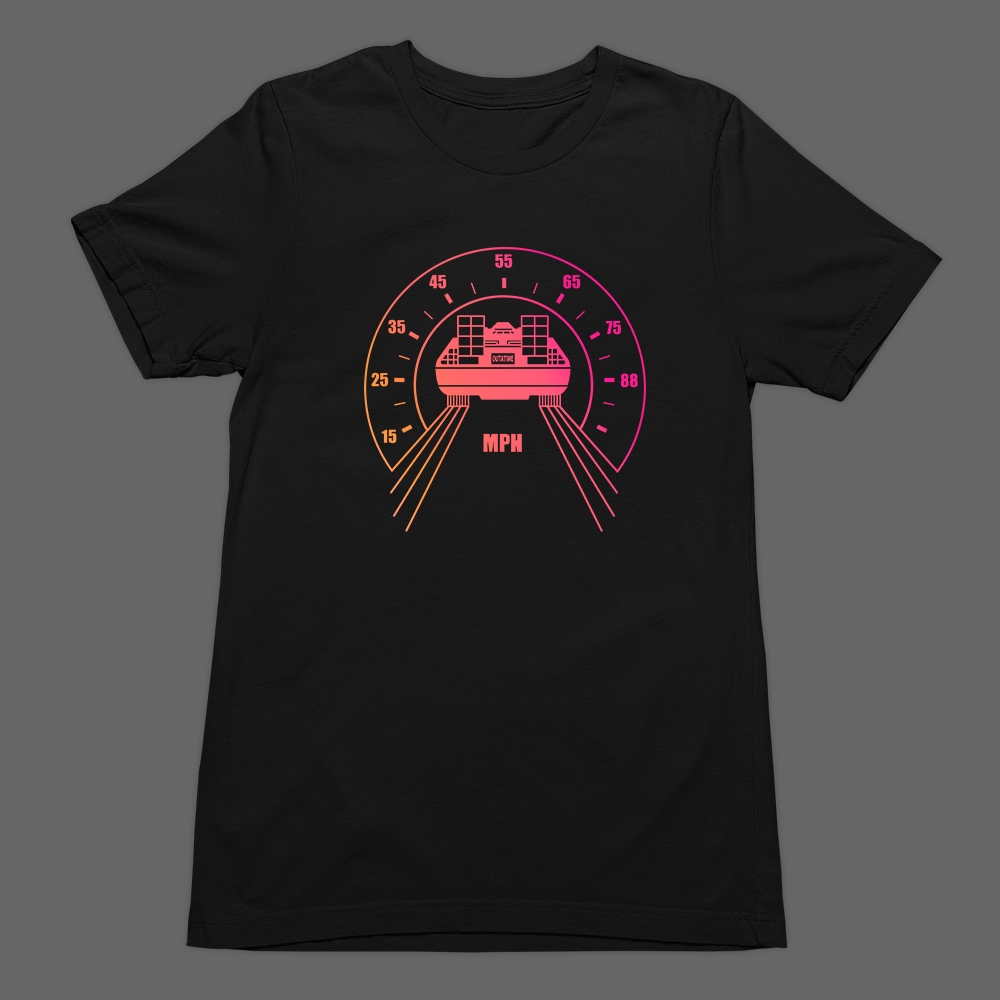 Camiseta Básica T-Shirt Back To The Future 88 MPH Filme Anos 80 Velocímetro Delorean Unissex