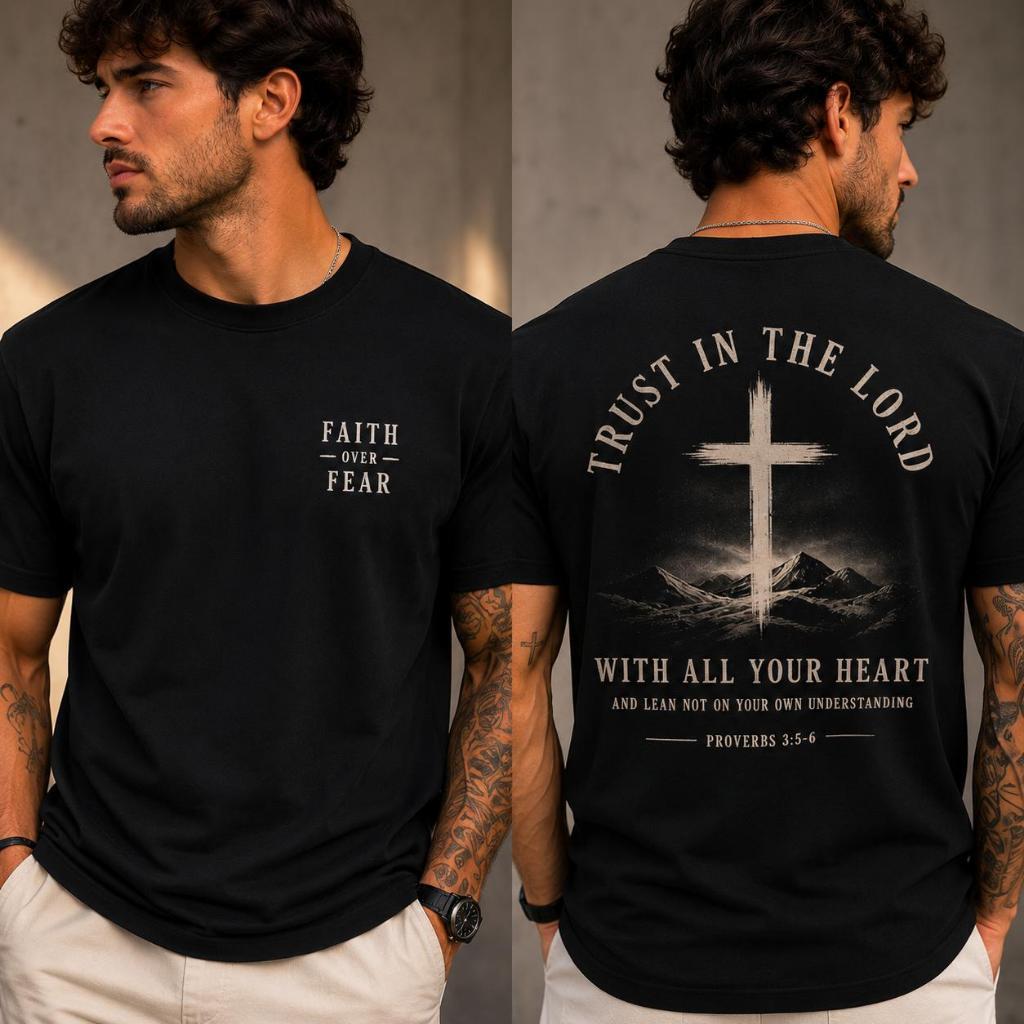 Camiseta masculina FAITH OVER FEAR blusa camisa presente estampa exclusiva presente promoção