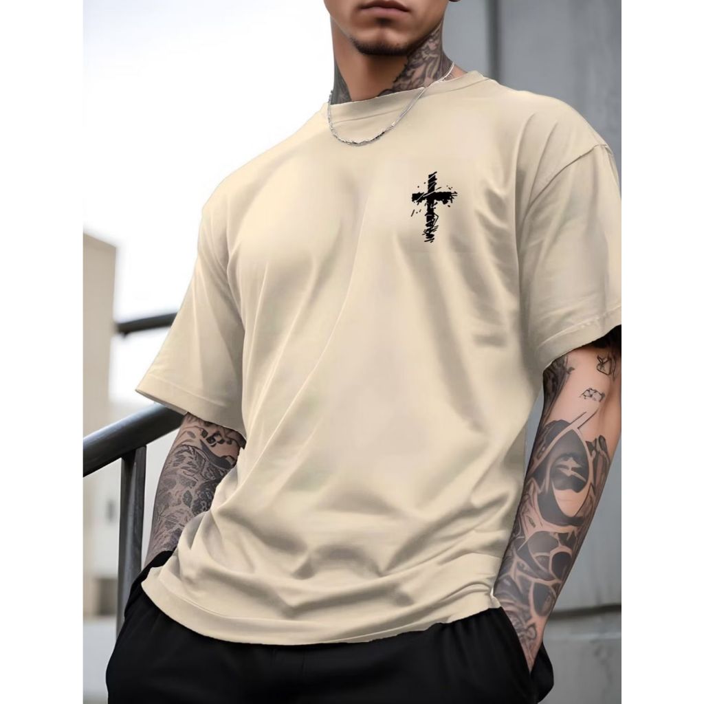 Camiseta Masculina Cruz Camisa Plus Size Street Faith Camisa Manfinity 100% Algodão