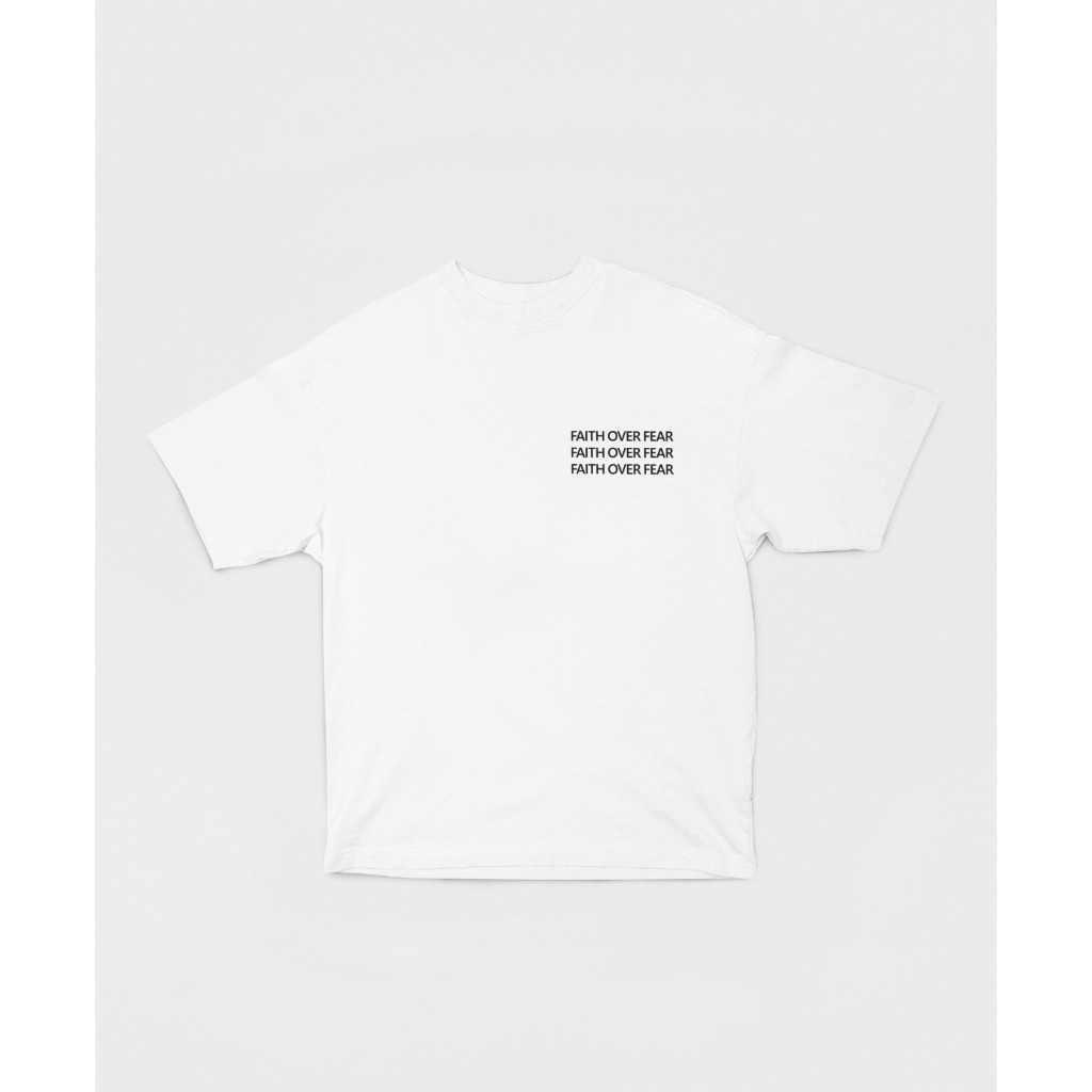 Camiseta Camisa Oversized Faith Over Fear Camisão 100% Algodão Estilosa Fio 30.1 Unissex Premium