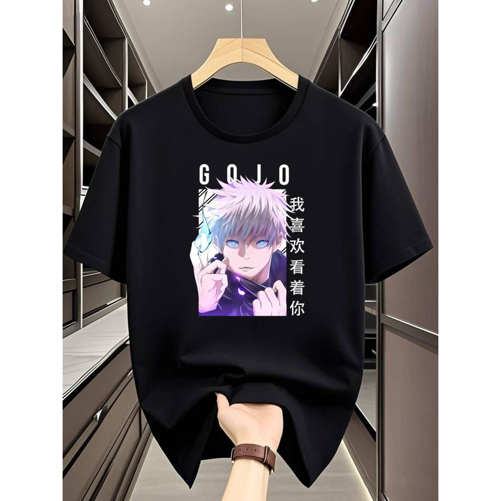 Camiseta Masculina Gojo Satoru Anime Vermelho Print Estampada Confortável Estilosa Moderna Casual