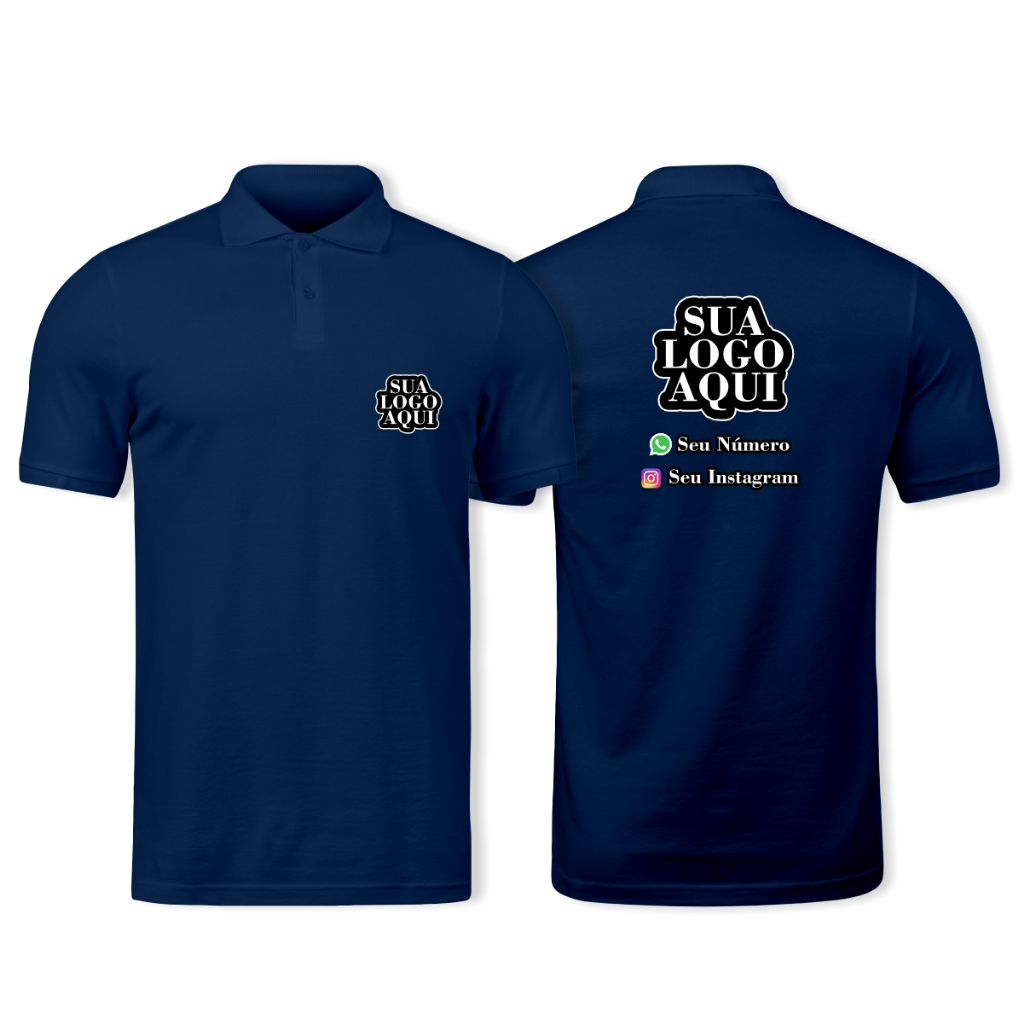 KIT 4 Camisa Polo Personalizada Sua Logo / Arte Aqui Frente e Verso Malha Piquet Manga Curta Silk DTF