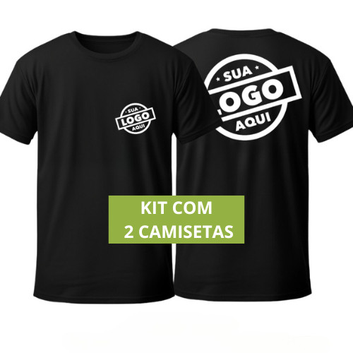 KIT 2 Camisetas Personalizadas Uniforme Com Sua Logo - 100% Algodão Premium