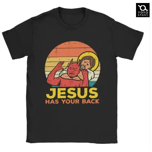 Camiseta Camisa Blusa Algodão Unissex Jesus Has Your Back Jiu Jitsu Retro