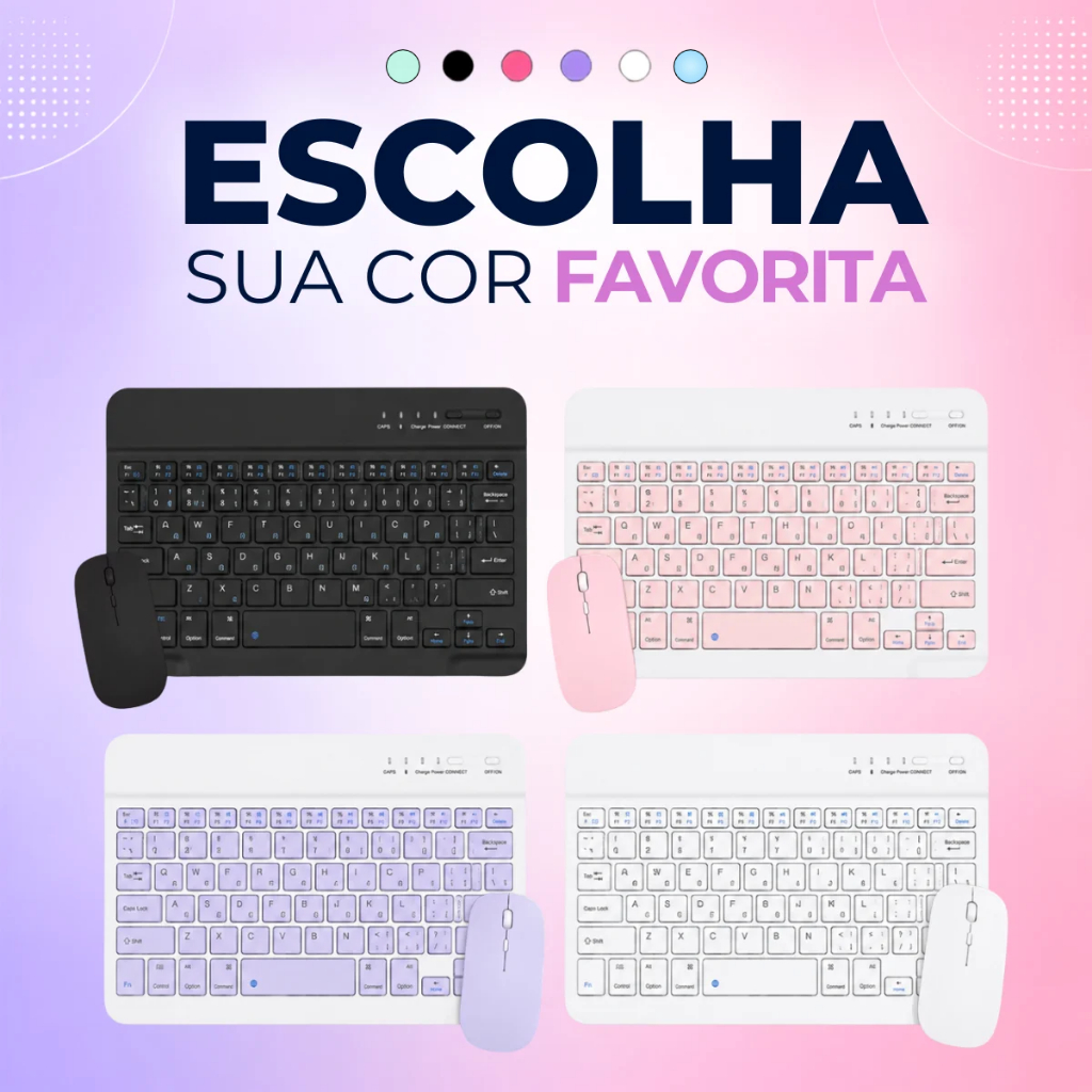 Teclado e Mouse Sem Fio Recarregável Ultrafino Silencioso Para Tablet Celular Notebook Android iOS