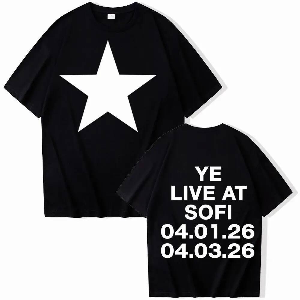 Y2k Hip Pop T Shirts Bully Kanye West Ye Live At Sofi T-shirt Harajuku Short Sleeve O-neck Casual Loose Print Streetwear