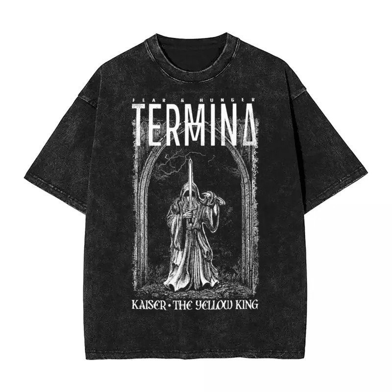 Washed T Shirt Fear And Hunger Termina Kaiser The Yellow King Unisex T-Shirt Harajuku Streetwear 100% Cotton Round Neck
