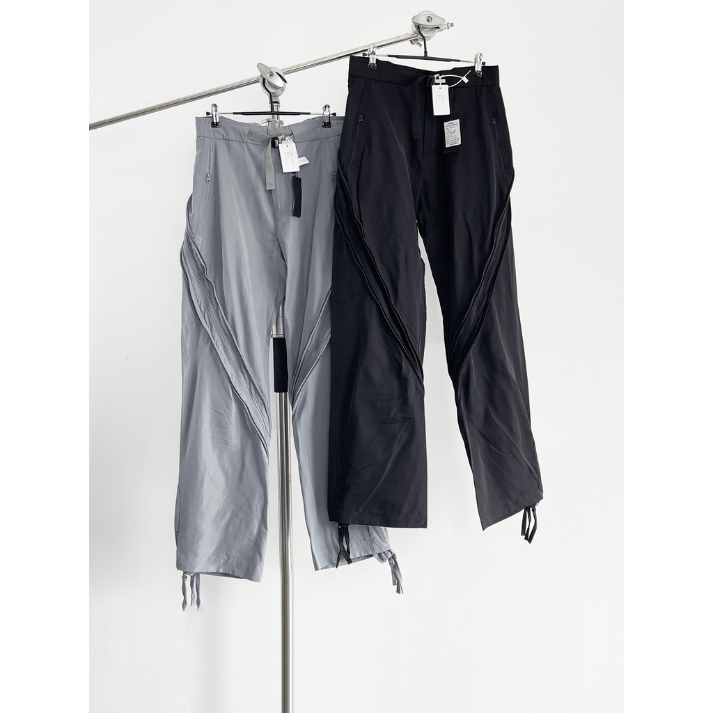 [Estoque pronto] PAF4.0 Desconstrução Longa Zíper Fenda Torção Le Loose High Street Pioneer Funcional Casual Nylon Calça