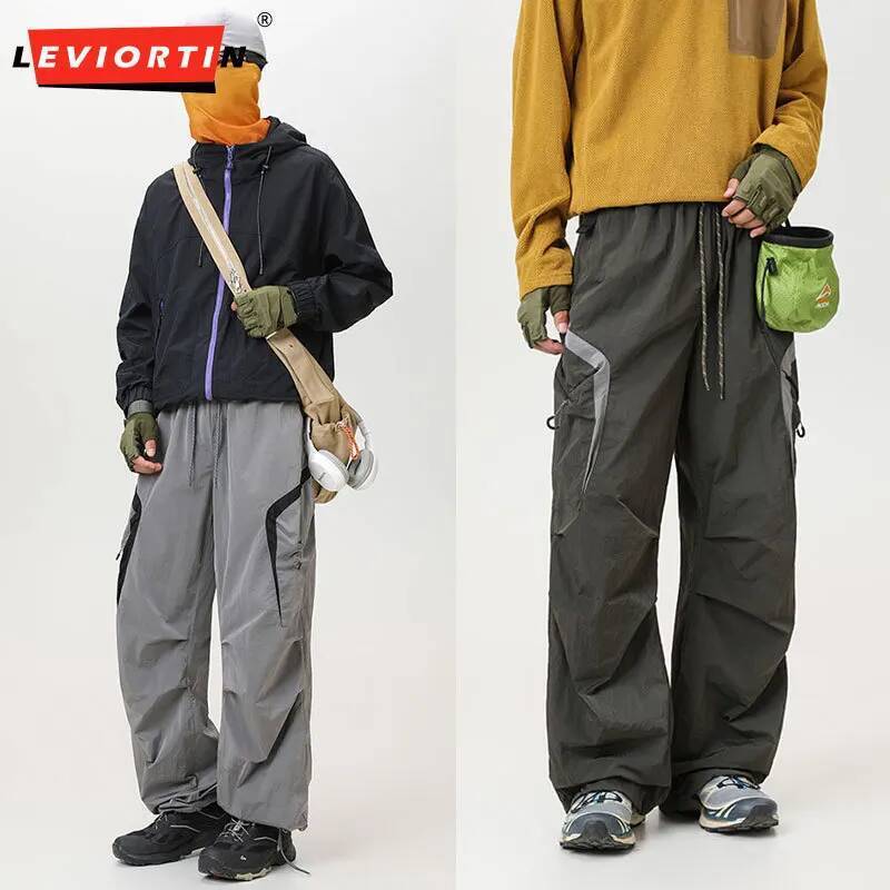 Calças Cargo Masculinas Techwear High Street Loose Fit Leves Casuais Versáteis Para Passageiros E Esportes Ao Ar Livre