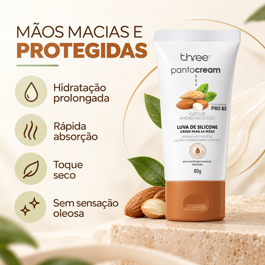 Creme Hidratante para Mãos Pantocream Toque Seco 80g Pantovin Three Therapy
