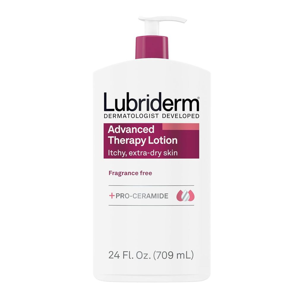 Lubriderm Advanced Therapy Loção Hidratante para Mãos e Corpo Sem Fragrância + Pro-Ceramida, Hidratação Intensa para Pel