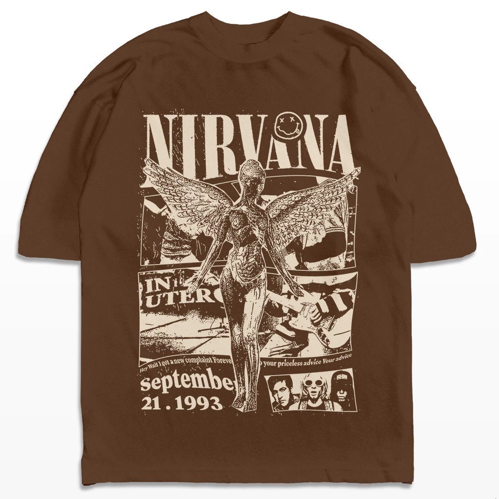 Camiseta Nirvana 1993 Vintage Banda Rock Streetwear Harajuku Aesthetic Camisa Unissex