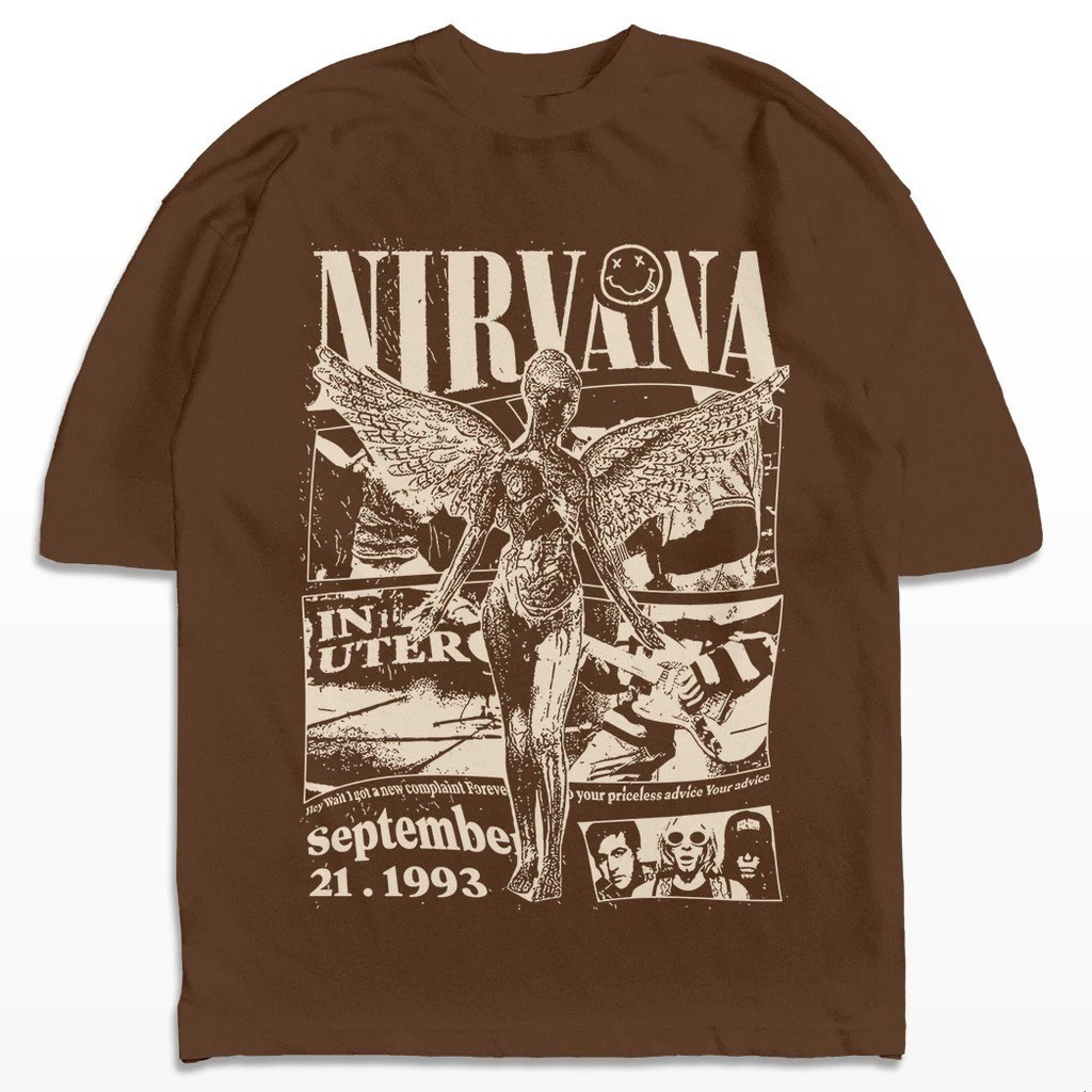 Camiseta Nirvana 1993 Vintage Banda Rock Streetwear Harajuku Aesthetic Camisa Unissex
