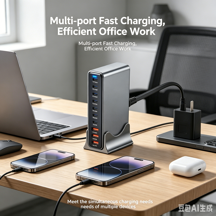 Estação De Carregamento Rápido 765W 10 Portas GaN Desktop 7C3A USB-C PD3.1 Para Laptop Smartphone Tablet