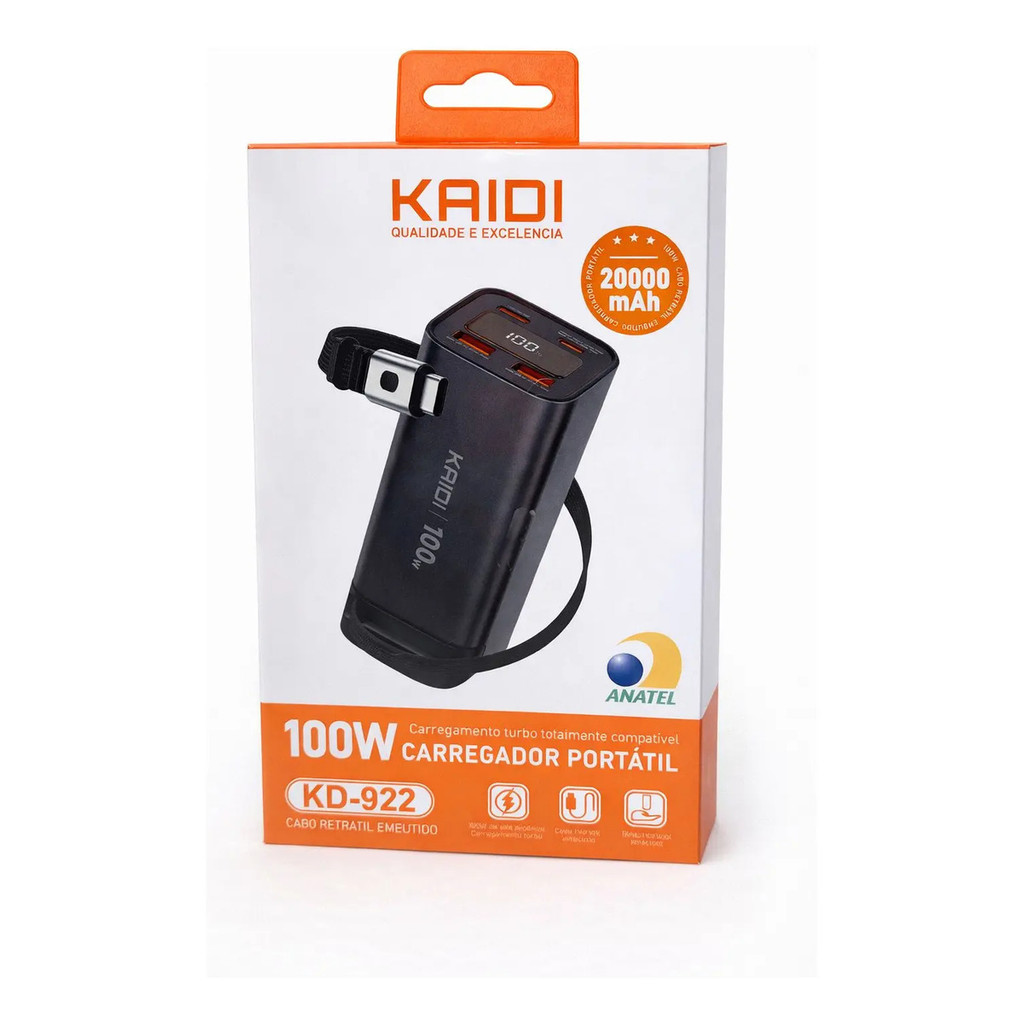 Carregador Portátil 20000mah 100w Kaidi-922