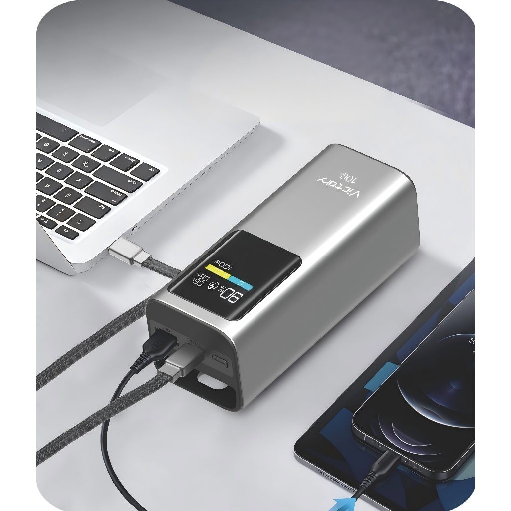Power Bank 20000mAh 100W Turbo PD USB-C Display TFT Carregador Portátil QC3.0 Compacto