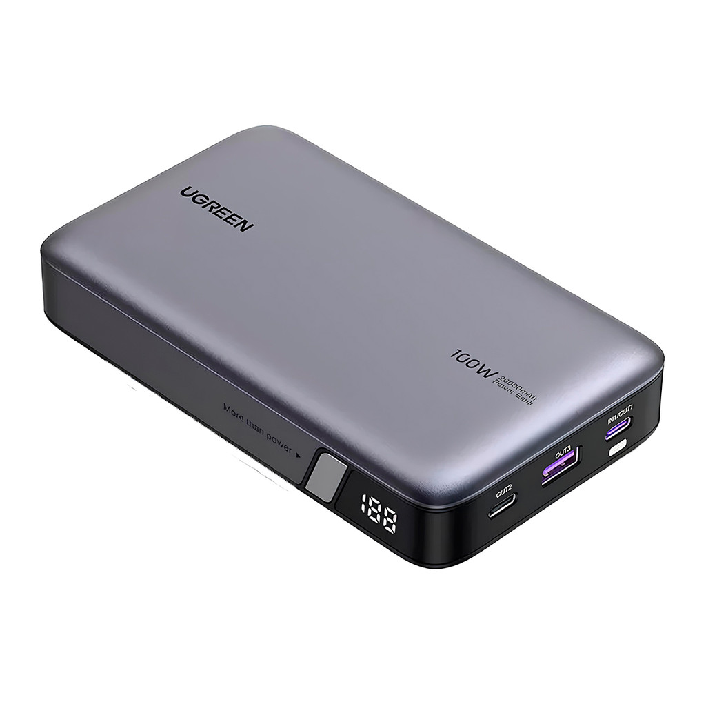 Power Bank Ugreen 20000mAh Bateria Portátil 100W Cinza