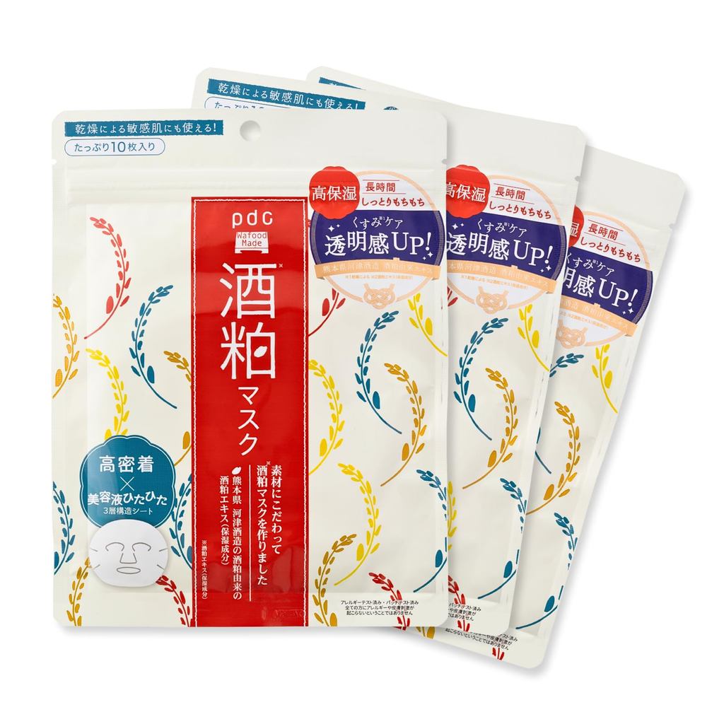 PDC Wafood Made Sake Kasu Lees Sheet Mask Serum-Soaked Brightening Dullness Care Hydrating Japanese Beauty from Japan