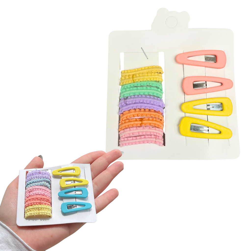 Kit 10 Elástico Xuxinha De Cabelo Penteado Infantil + 4 Presilhas Tic Tac Coloridas Fofas