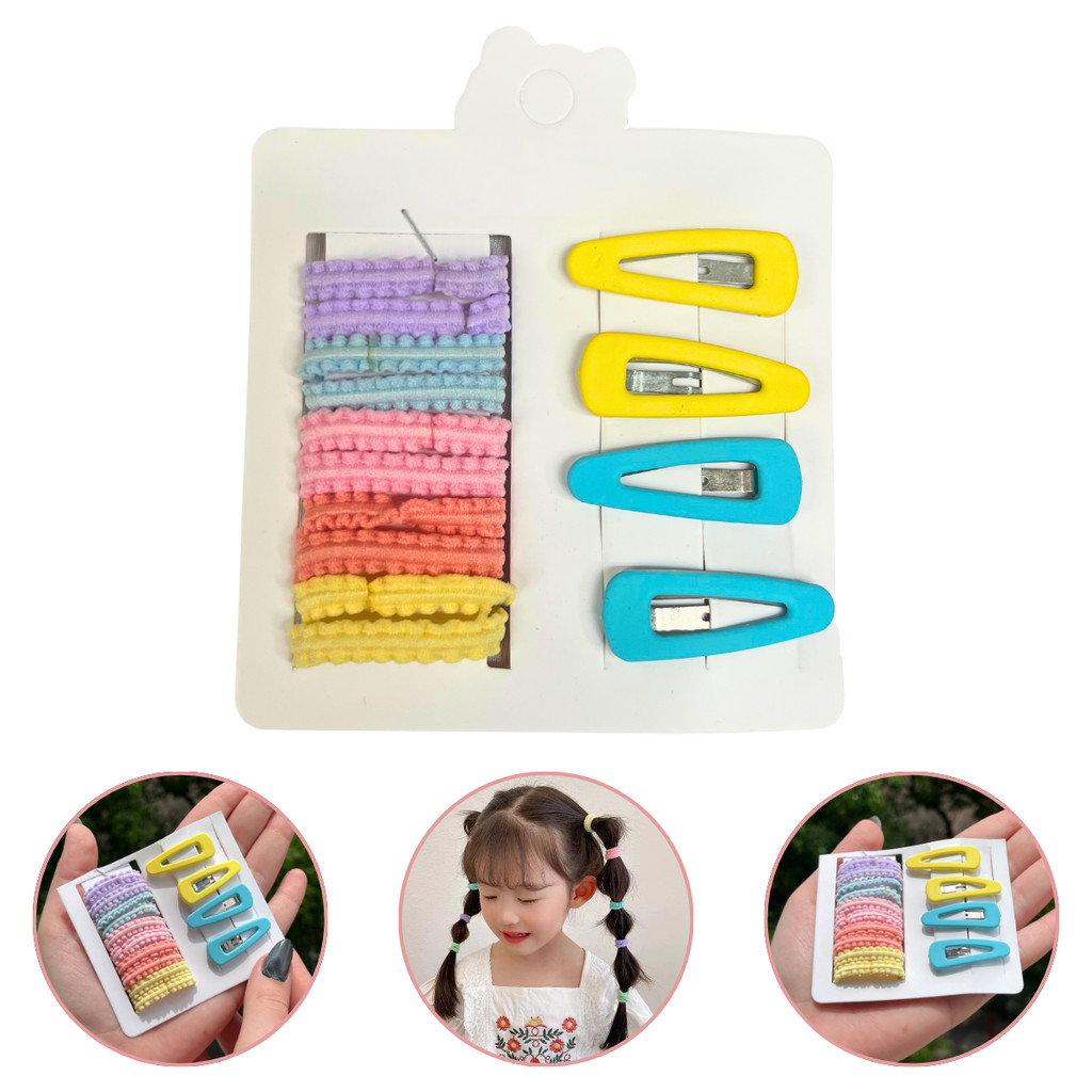 Mini Kit 10 Xuxinha Elástico Rabicó + 4 Presilhas Tic Tac De Cabelo Penteado