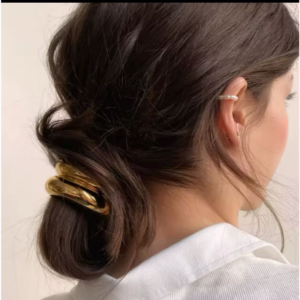 Xuxinha de Cabelo , Elastico de cabelo com revestimento de metal dourado Clips Moderno Blogueira