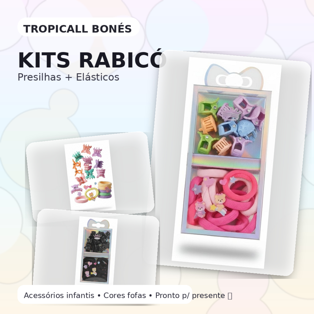 Kit Cabelo Infantil Menina 25pçs ( 15 Xuxinhas + 10 Mini  Presilhas  Cores Sortidas )