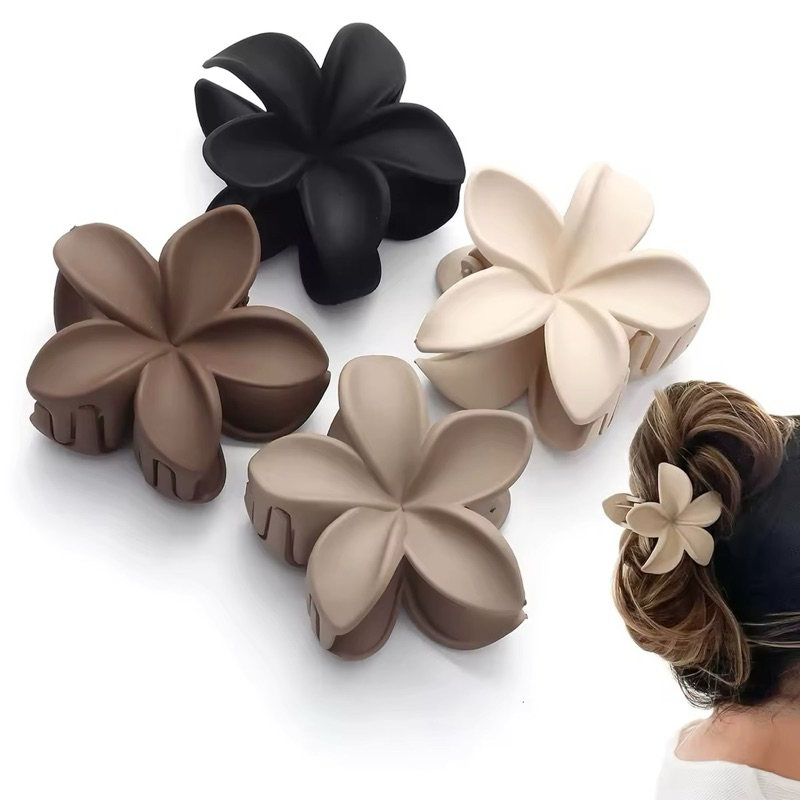 Pregadeira de cabelo de flor presilhas modernas foscas tons neutros linha premium kit 4