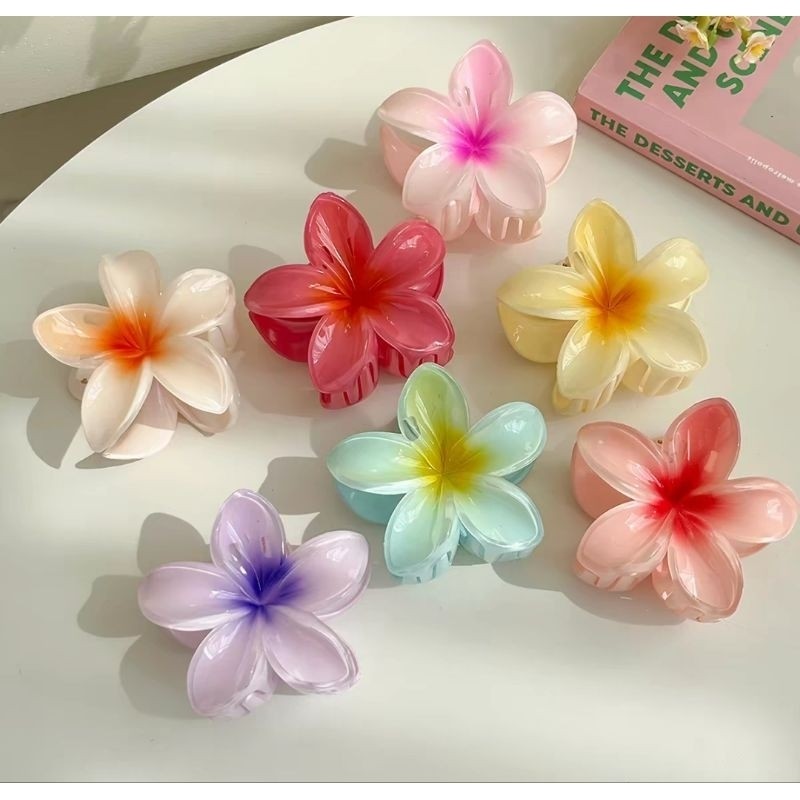 Kit 6/12 Presilhas de Cabelo Flor Piranha Grampo Primavera Colorido Acrílico Grande 8cm