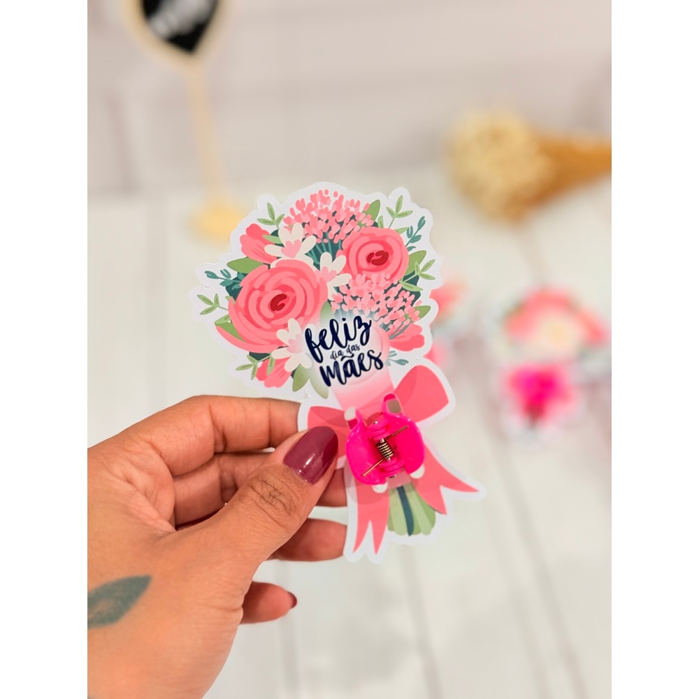 Card presilha dia das mães- Card prendedor dia das mães- Piranha de cabelo- Lembrancinhas personalizadas- Brinde