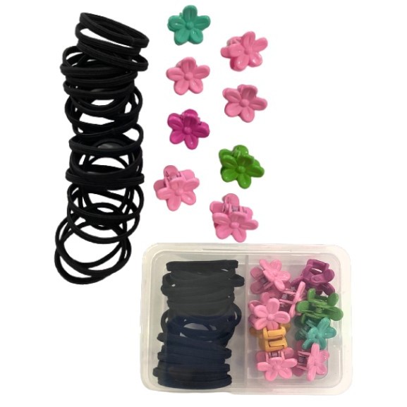 kit elásticos e presilhas flor - Tm makeup​