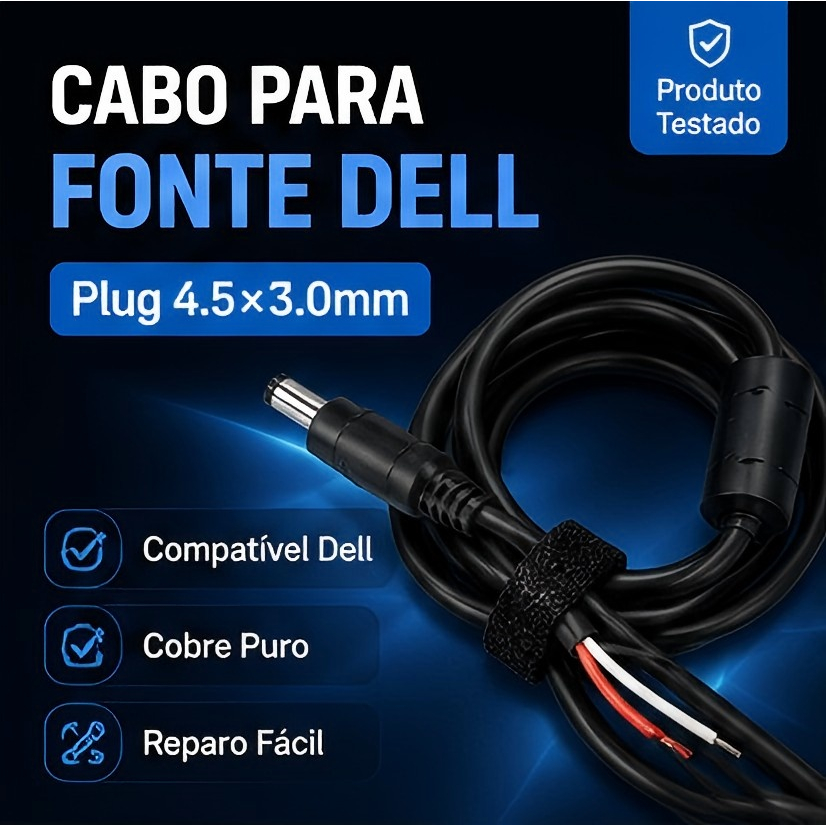 Cabo para Reparo Fonte Dell Plug 4.5×3.0mm DC Power Jack