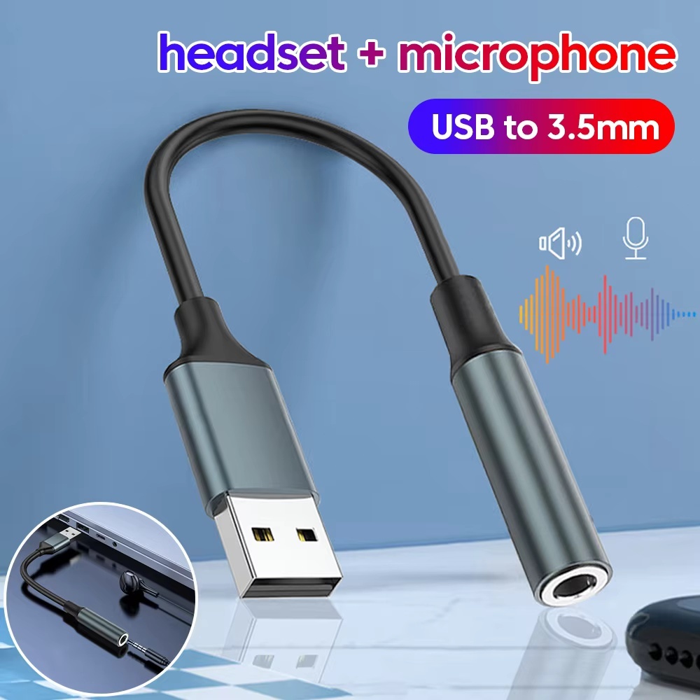 USB Para 3.5mm Jack Adaptador De Áudio Fone De Ouvido/Microfone Som Estéreo Externo PC Laptops 3.5